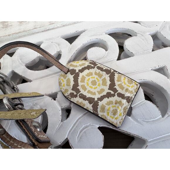 FOSSIL KEYPER Canvas & Leather LINEN / TAN / LEMON Crossbody Messenger Bag - Picture 8 of 14